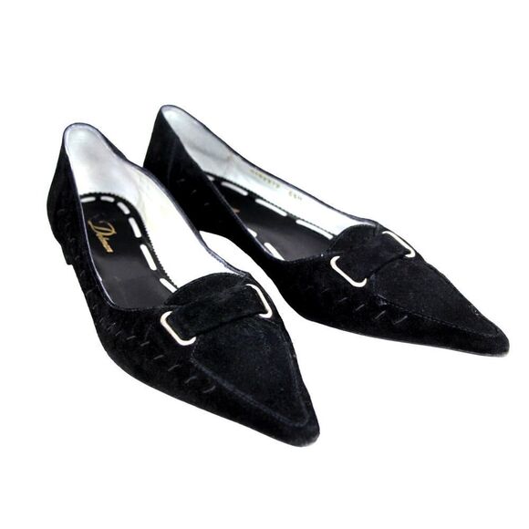 Delman BLACK GENUINE SUEDE LEATHER LOW HEEL WOMEN'S SHOES Sz 6.5 M - Picture 1 of 10